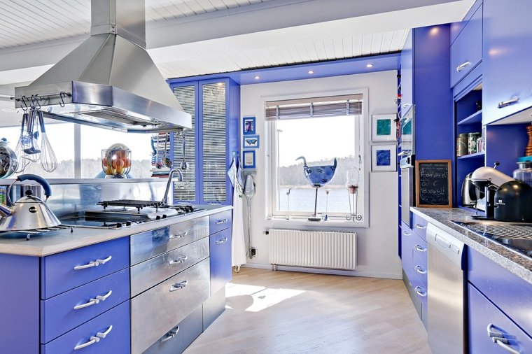 modern blue kitchen decor