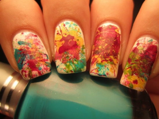 multicolored nail deco