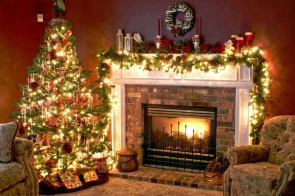 light deco Christmas fireplace