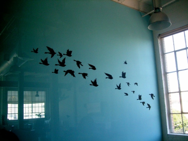 wall decoration bird room wall blue