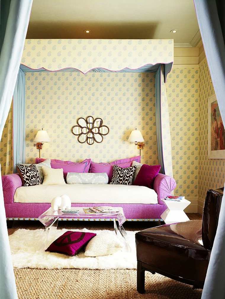 deco-wall room-girl-wall mirror-pink sofa