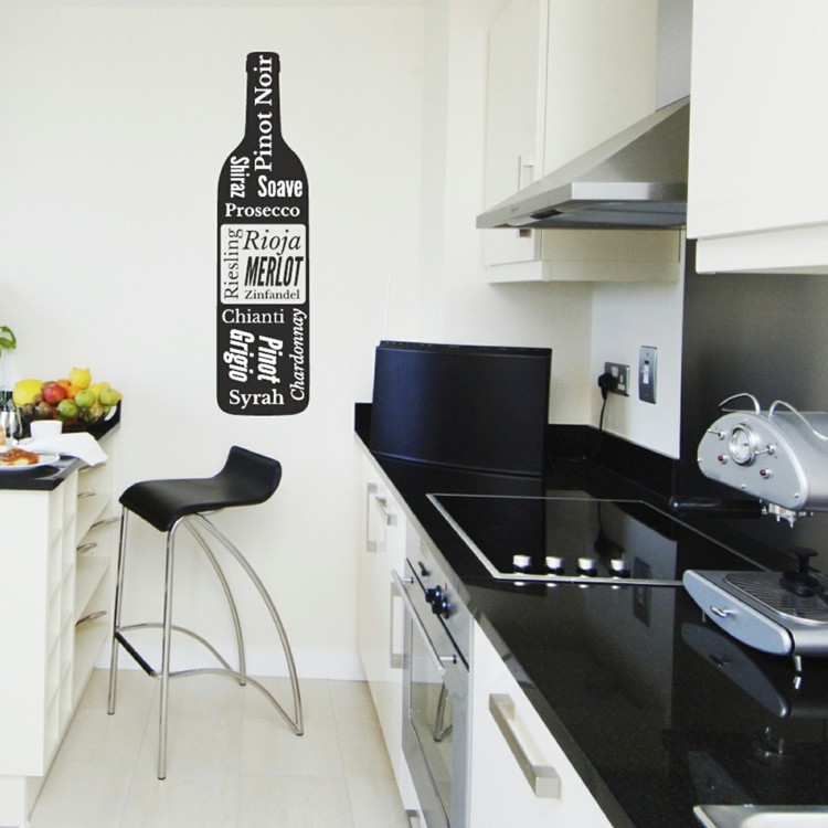 deco wall kitchen sticker black white