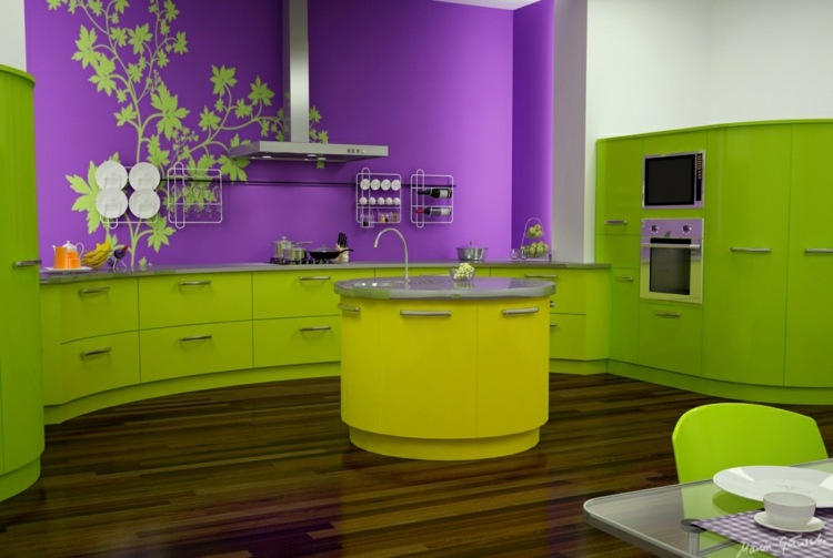 green purple kitchen wall decoration