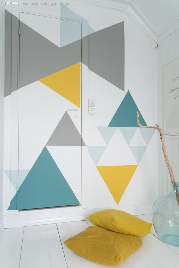 decorative geometric wall cushions yellow modern parquet white vase ideas