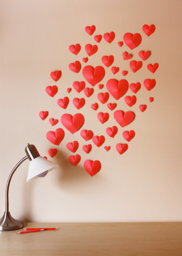 wall decoration valentine's day decorative idea romantic hearts cardboard diy