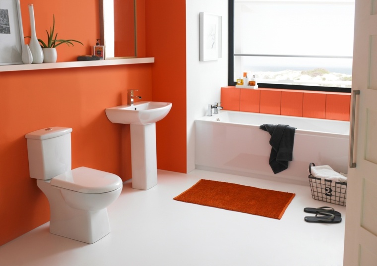 deco wall bathroom orange color