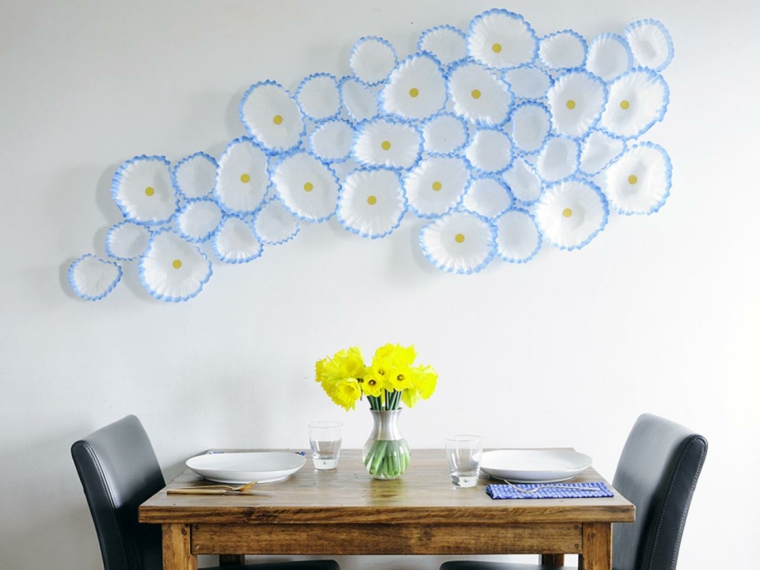 original wall decoration DIY idea flower bouquet wooden table