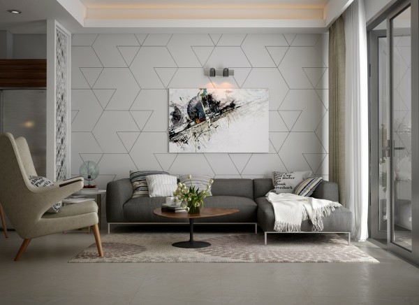 geometric wall living room deco