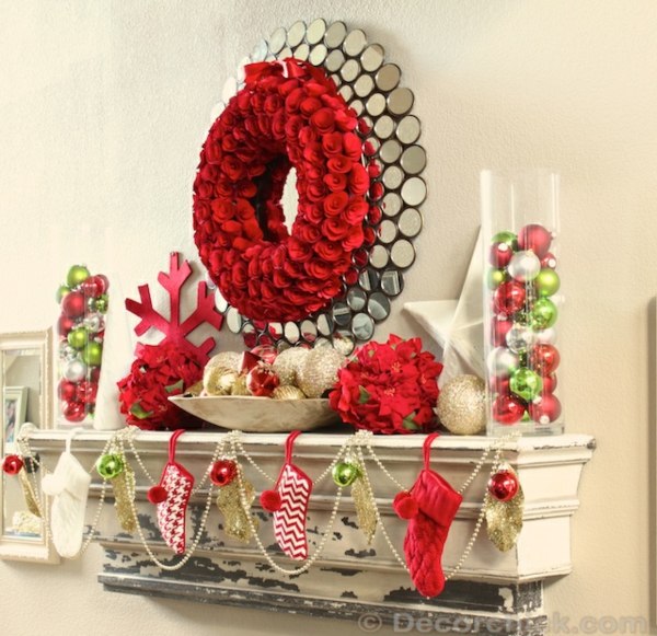 wall decoration for christmas red fireplace crown