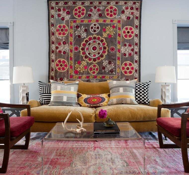 wall decor living room tapestry-bohemian-chic-idea