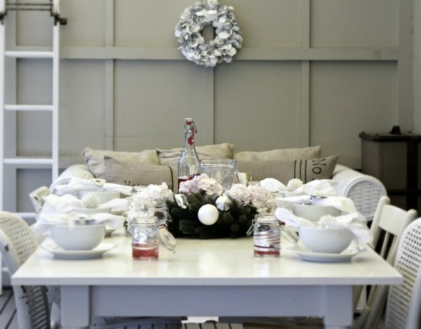 deco christmas table white fairy style