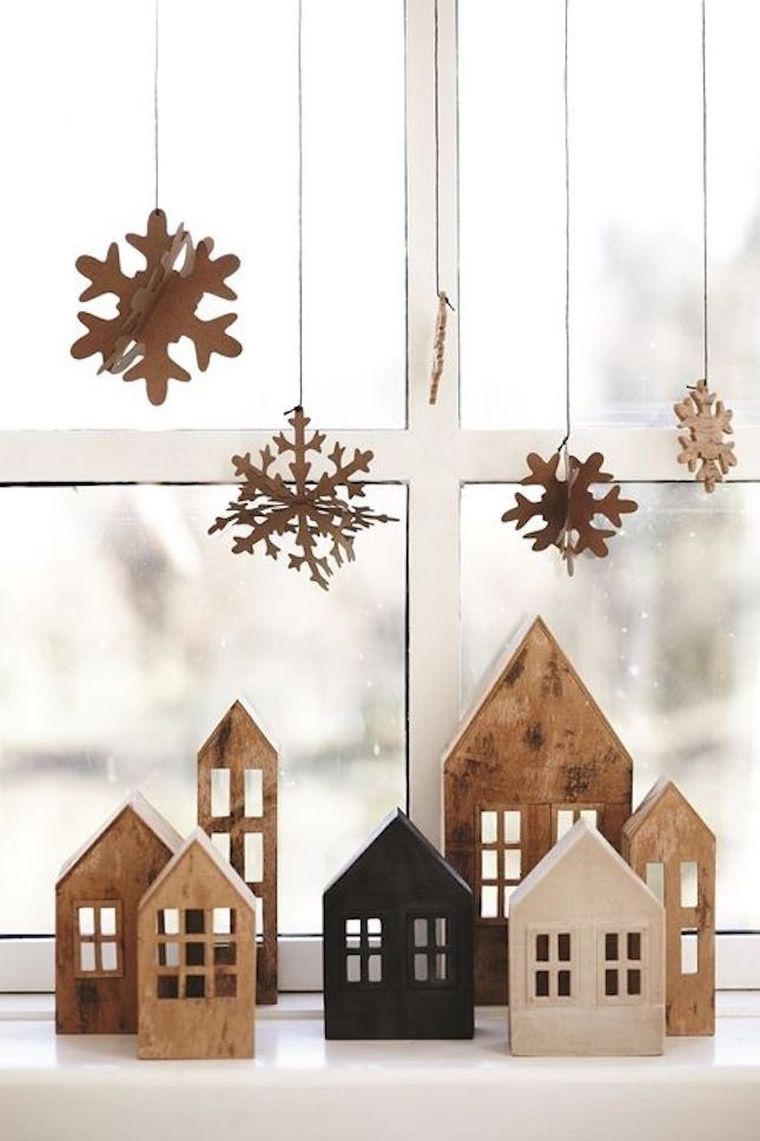 scandinavian christmas decoration houses-wood-decoration-window