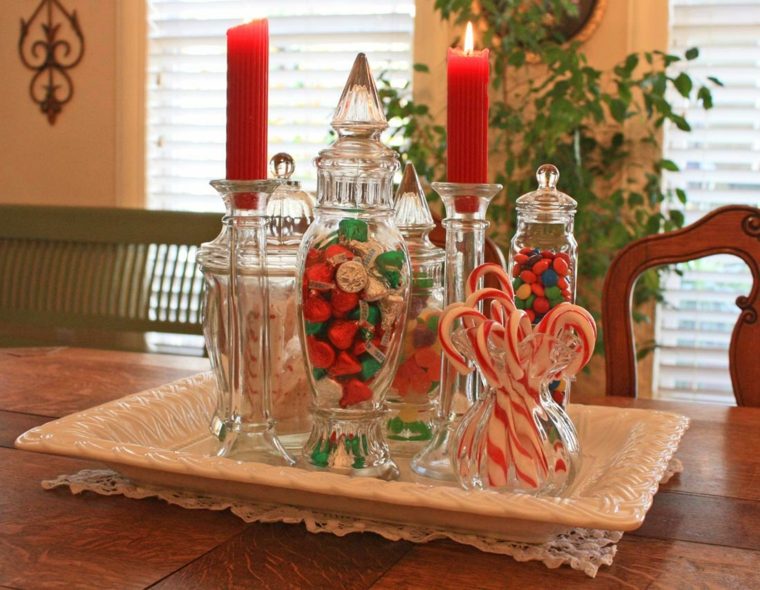 deco julbord ide candy centerpiece stearinlys