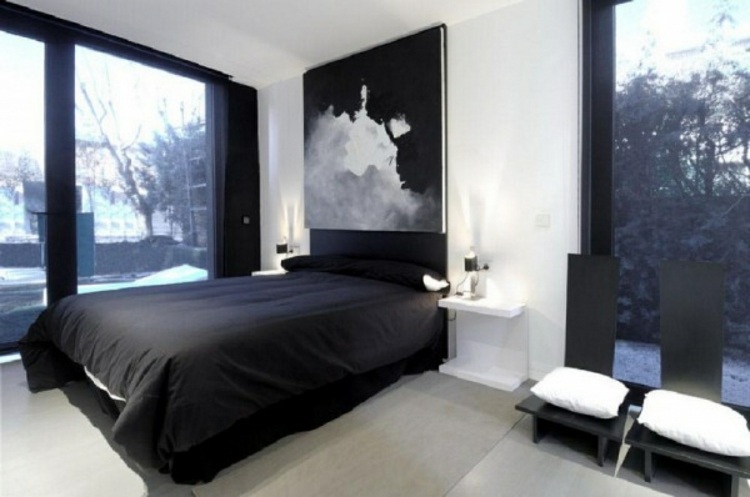 black and white deco modern adult bedroom