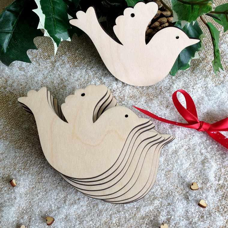 decoration christmas wooden bird hanging idea figurine deco fir tree