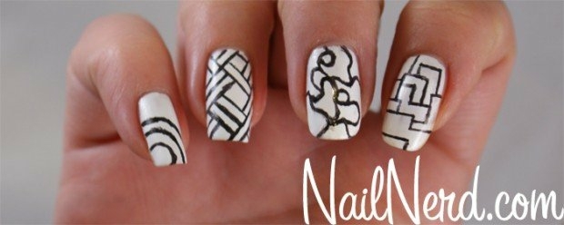 deco nail black white patterns
