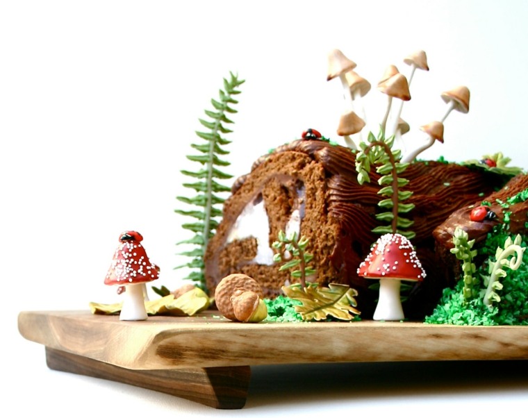 decoration christmas log sugar champignong original idea