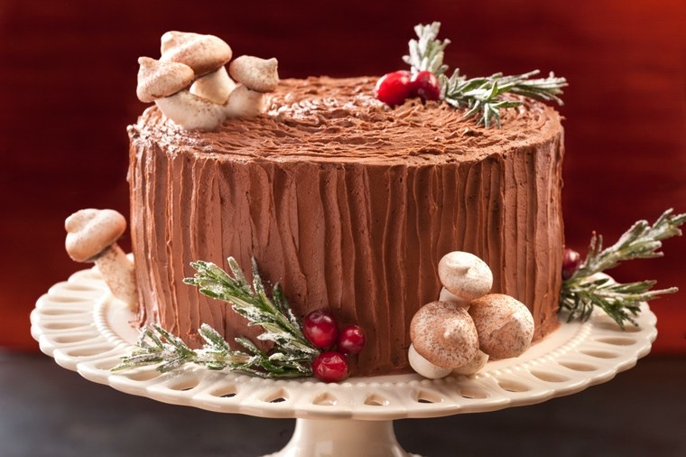 decoration christmas log chocolate mushrooms idea