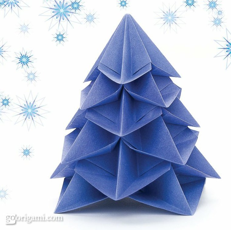 deco child idea origami diy paper christmas tree paper blue