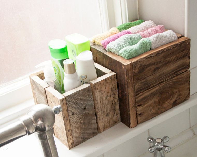 decoration wooden pallet boxes baskets storage accessories cheap bathroom