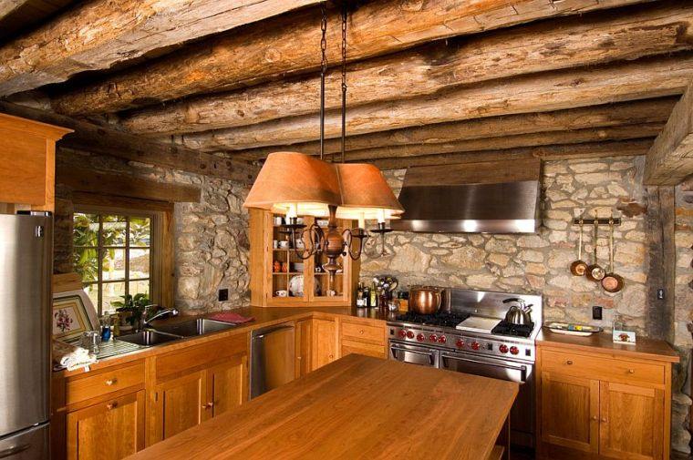 interior stone kitchen deco rustic style