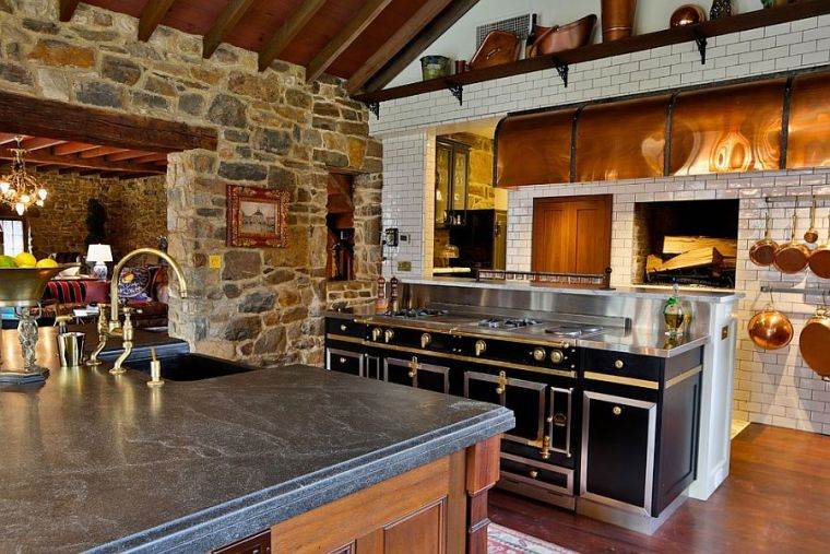 decorative stone kitchen wall design