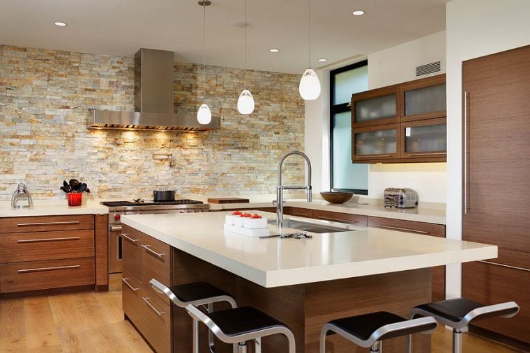 decorative wall stone kitchens design