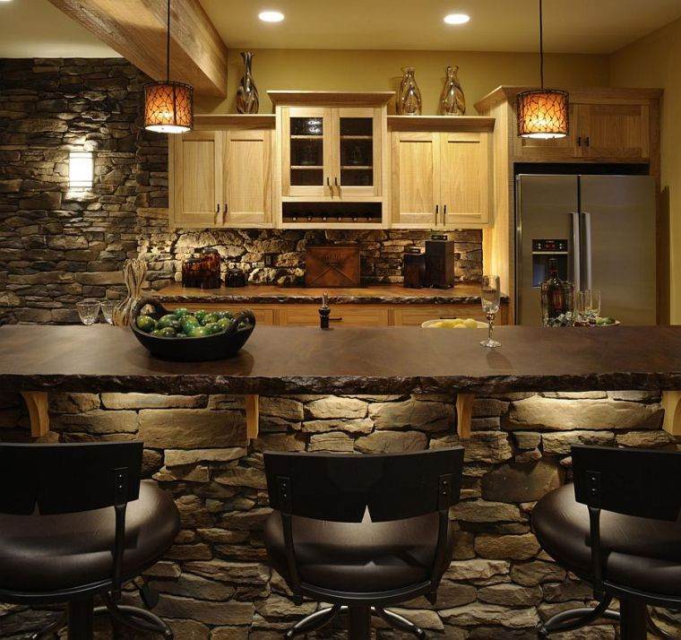 deco stone kitchen walls