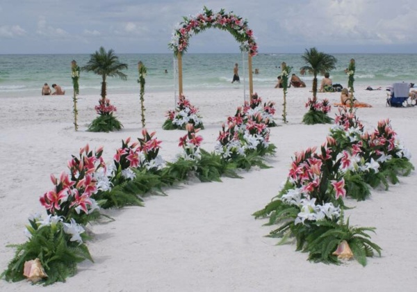 dekoration strand hav ide buke af blomster