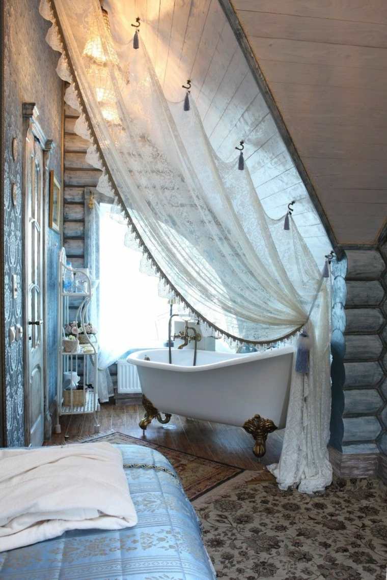 bathroom decoration bohemian chic romantic idea curtain tub