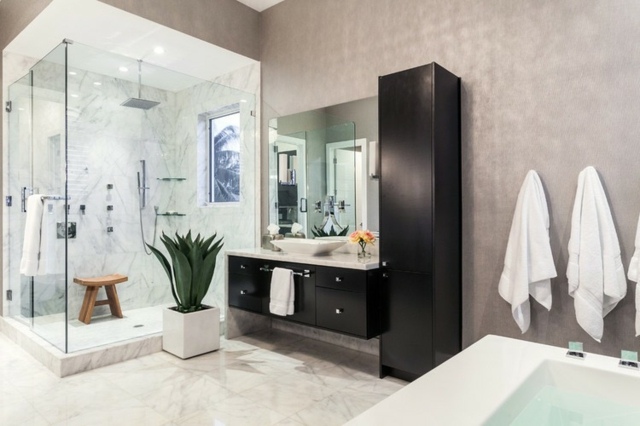 deco bathroom bath black white