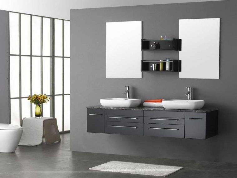 decoration bathroom gray and white modern deco