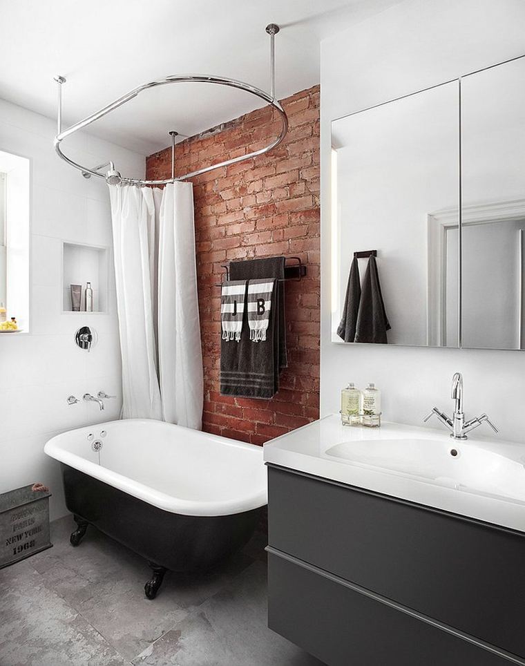 deco bathroom wall brick