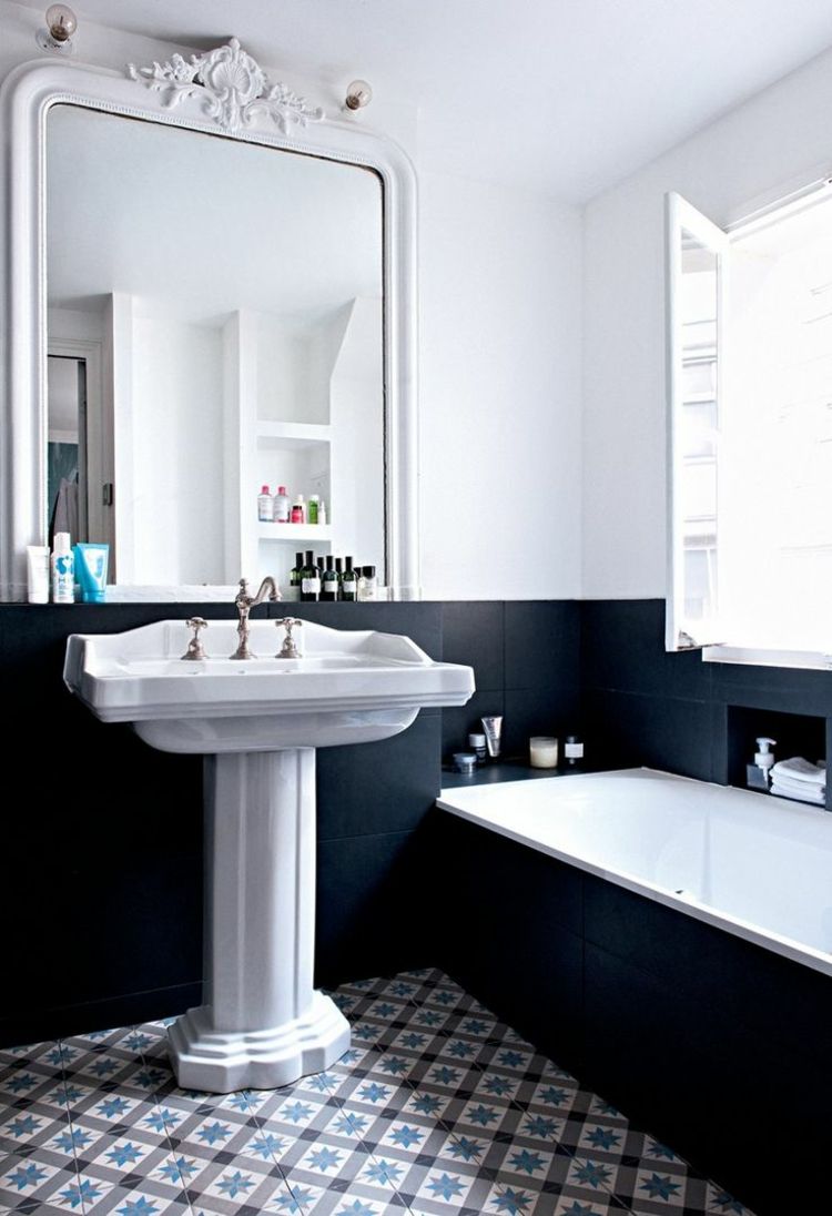 deco bathroom black white