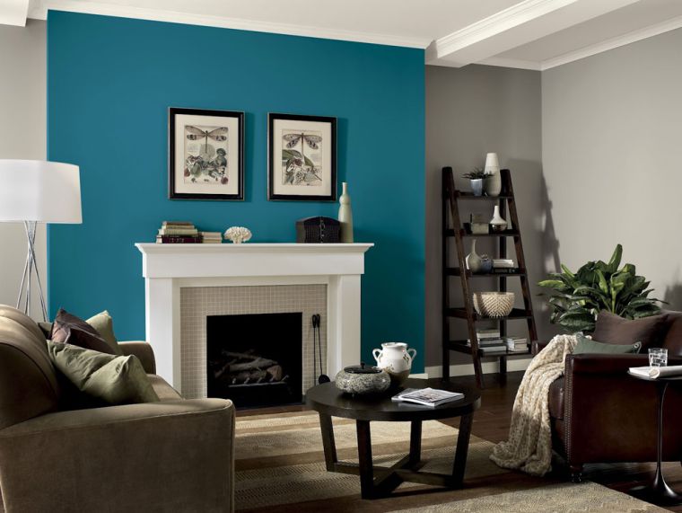 decoration living room blue duck gray color painting contemporary living room