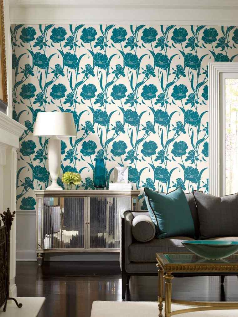 deco living room blue duck tapestry wallpaper trend idea development stay