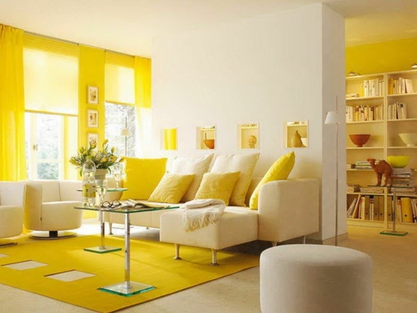 warm yellow living room decor