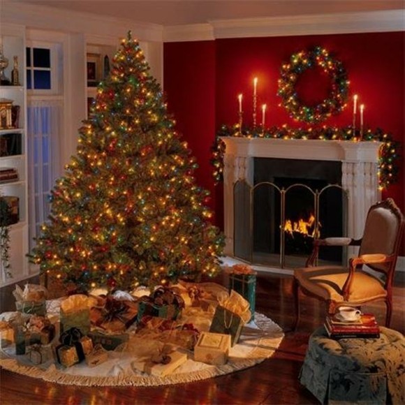 deco living room fireplace Christmas