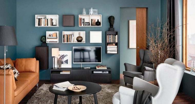 blue contemporary living room deco