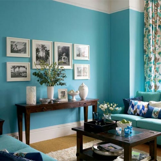 blue modern living room deco