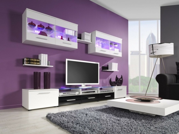 white purple modern living room deco