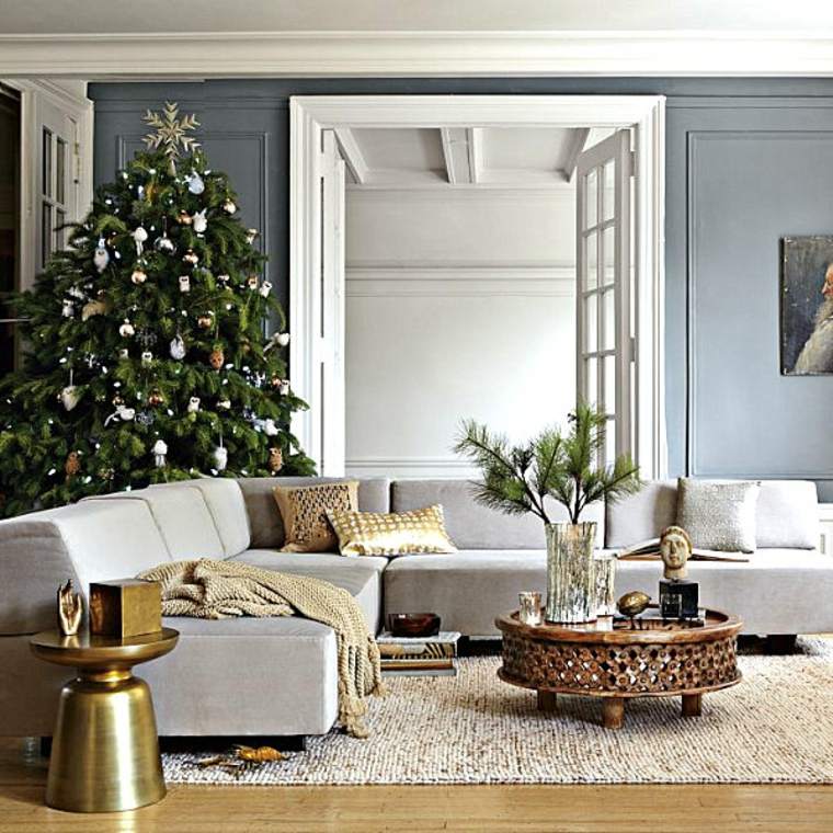 christmas tree idea christmas sofa gray carpet living room modern