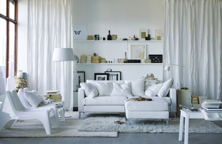 Scandinavian white living room decor