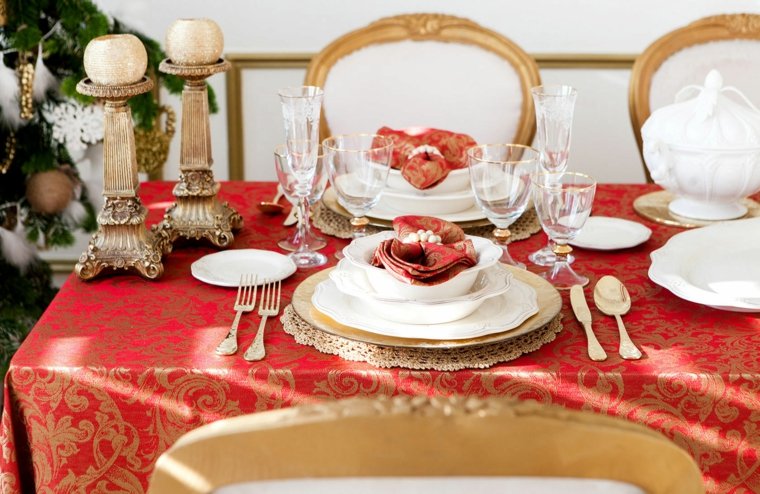 deco table red golden Christmas