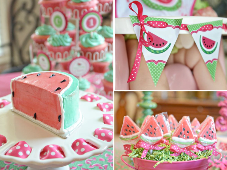 theme birthday idea watermelon cake diy garland deco wall