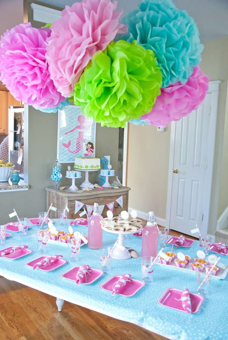 deco birthday child table girl pink blue