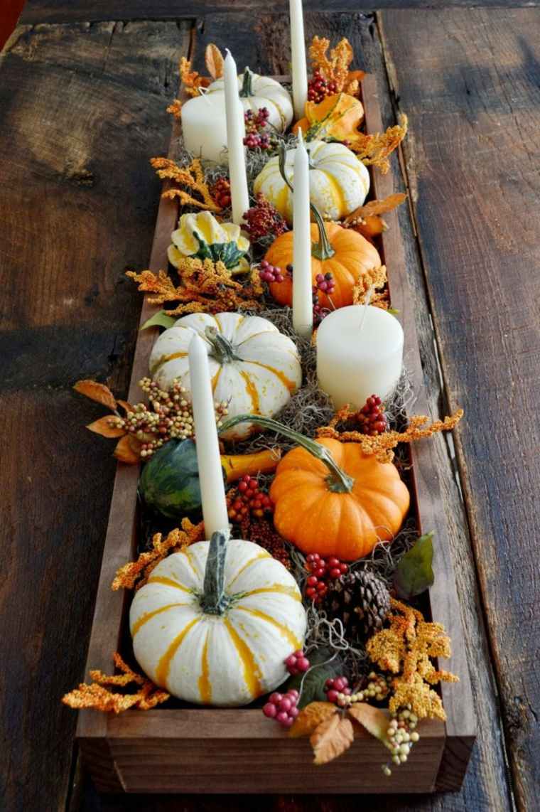 decorate table idea pumpkins candles diy original center table