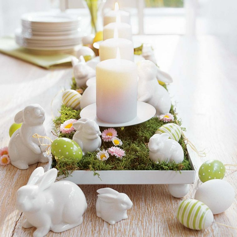 Easter deco lilin porselen kelinci lumut hijau