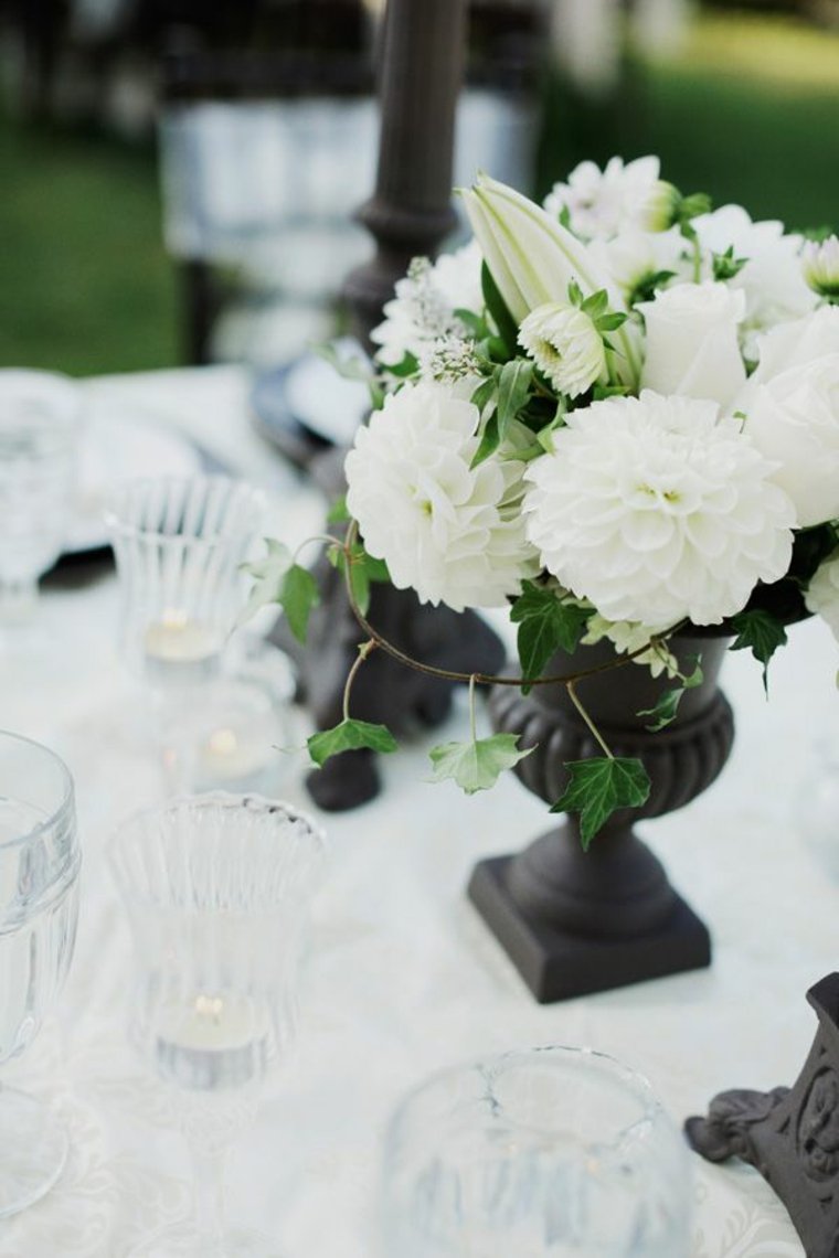 black vase idea decor white flowers modern design dining table