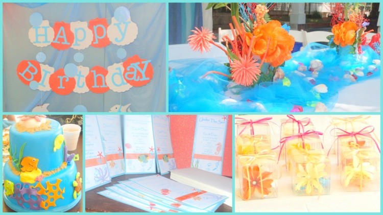 deco table cake birthday theme aquatic